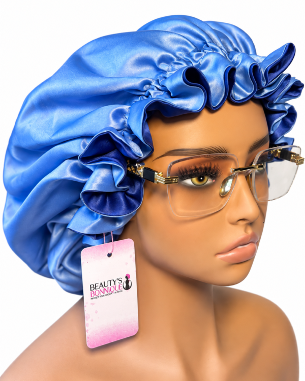 Sky Blue & Royal Blue Luxury Satin Bonnet