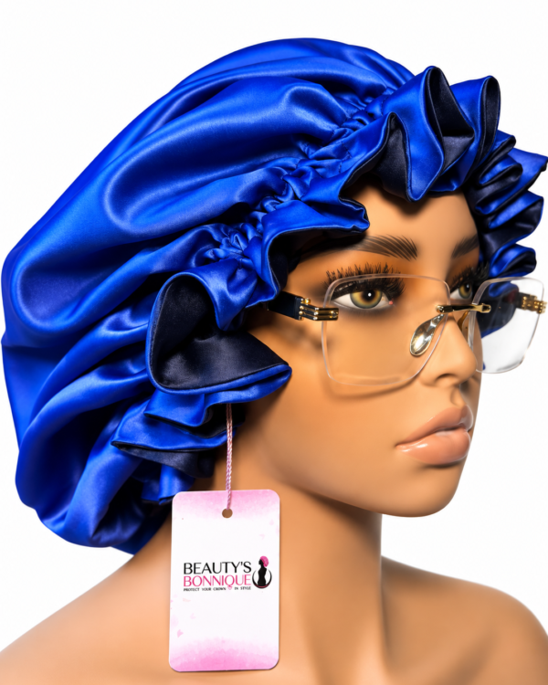Royal Blue & Navy Blue Luxury Satin Bonnet
